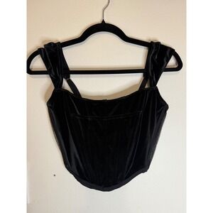 Victorias Secret Velour Corset Top Black Size S-DD NWT